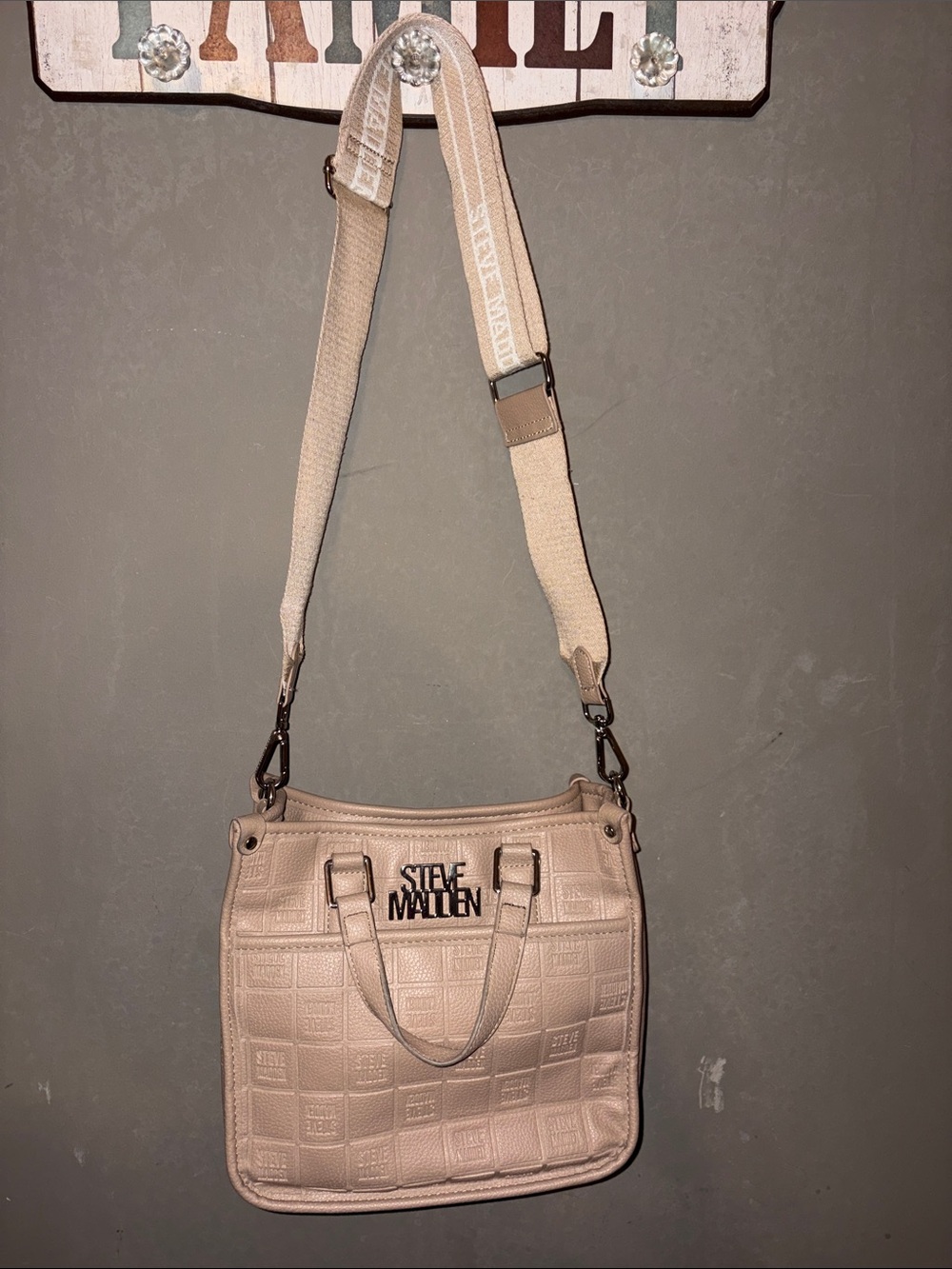 Steve Madden Light Beige Quilted Crossbody Bag